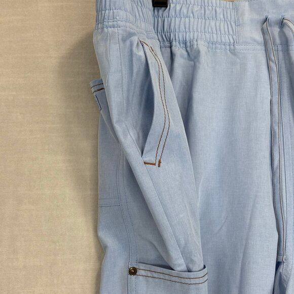 Dickies Medical Women's Size 2XL XXL Nursing Scrubs Pants Cropped Light Blue - Picture 2 of 9